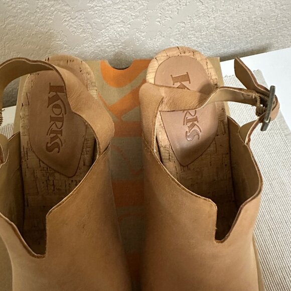 NEW IN BOX! KORKS Leather Rayleigh Slingback Block Heel Clogs Size 8 39 - Picture 3 of 6